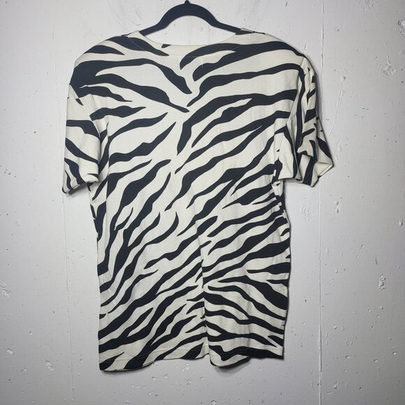 Sandylo Womens Zebra Embellished Shirt Size Small Art to Wear Funky Artsy Sequin - Picture 2 of 9